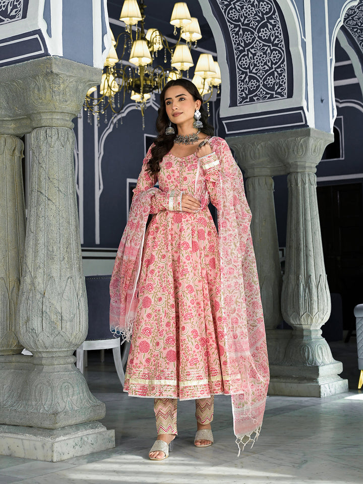Pink-Cotton-Floral-Printed-3-Piece-Anarkali-Set