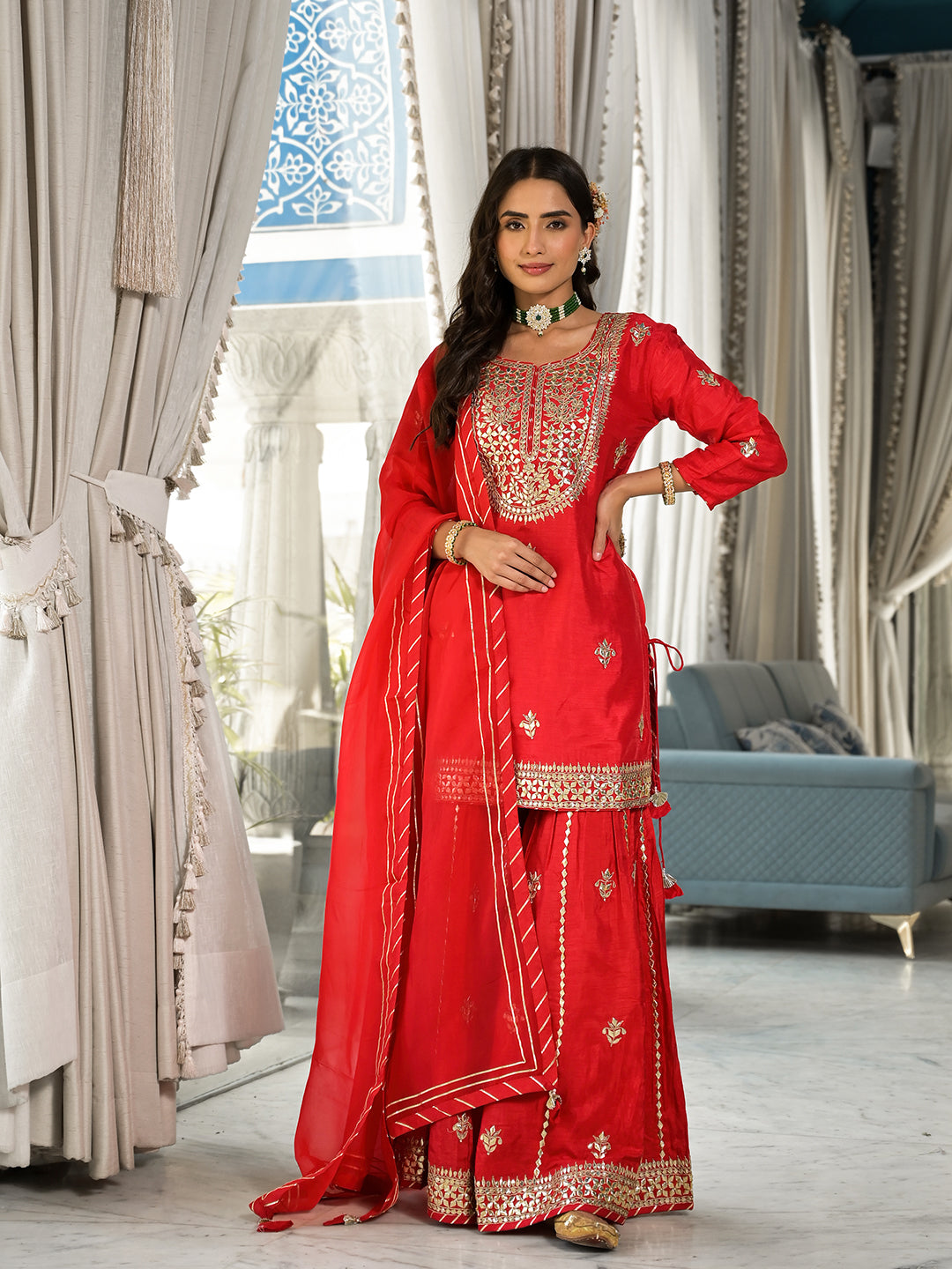 Red-Russian-Silk-Kachhi-Patti-3-Piece-Sharara-Set