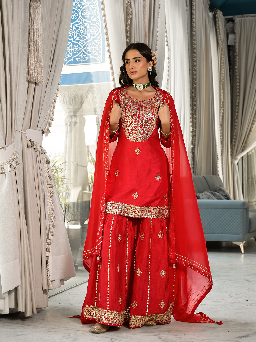 Red-Russian-Silk-Kachhi-Patti-3-Piece-Sharara-Set