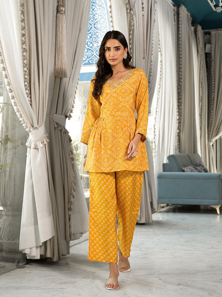 Mustard-Yellow-Pure-Muslin-Digital-Print-Co-Ord-Set