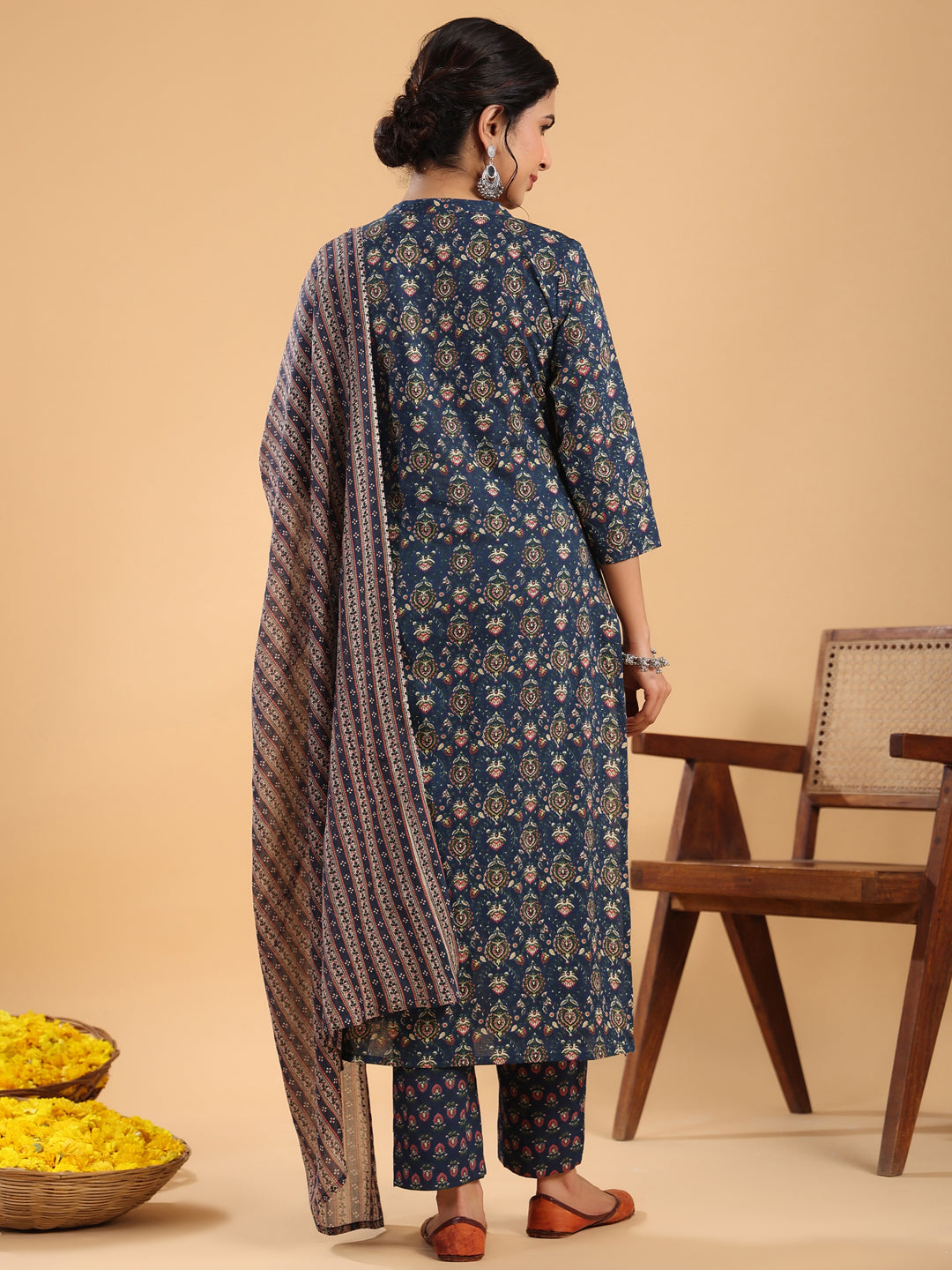 Dark-Blue-Cambric-Straight-3-Piece-Kurta-Set