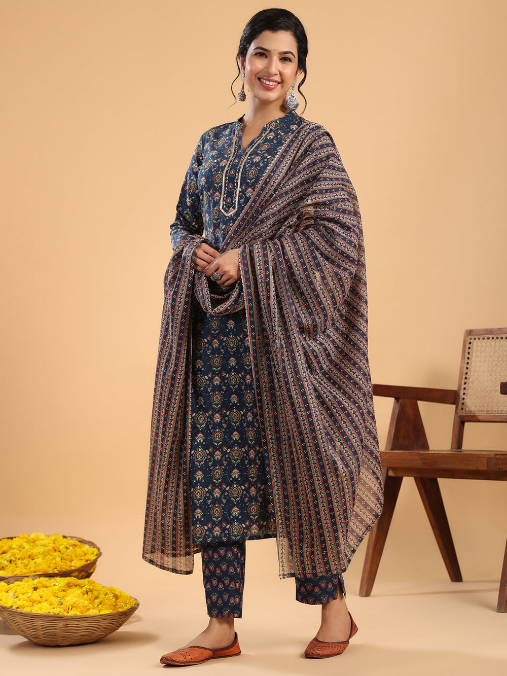 Dark-Blue-Cambric-Straight-3-Piece-Kurta-Set