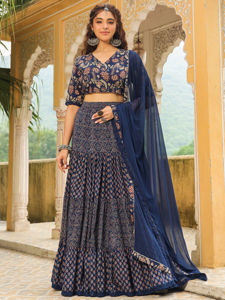 ZERESOUQ-Dark-Blue-Cotton-Ethnic-Motifs-Lehenga-Set