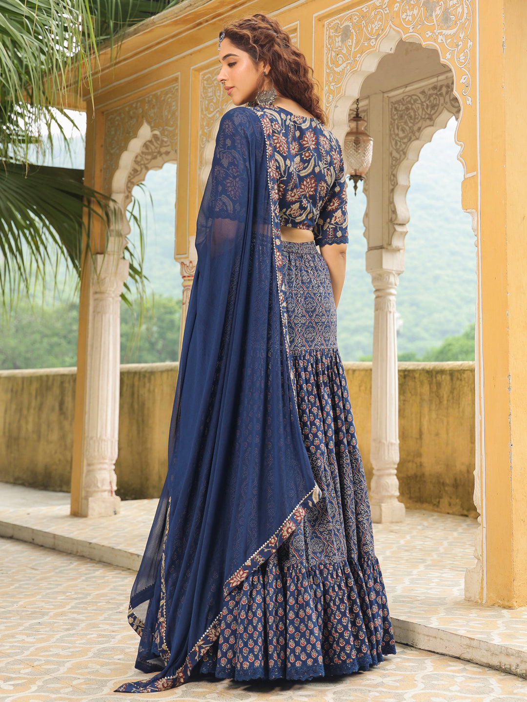 ZERESOUQ-Dark-Blue-Cotton-Ethnic-Motifs-Lehenga-Set