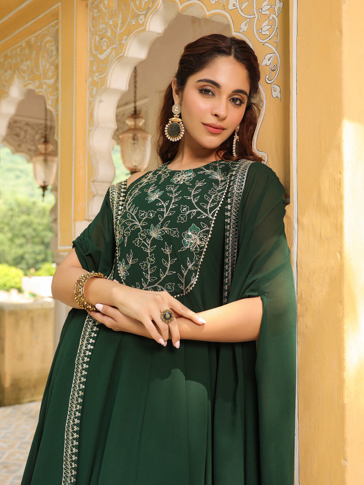 Dark-Green-Georgette-Embroidered-Anarakali-Set