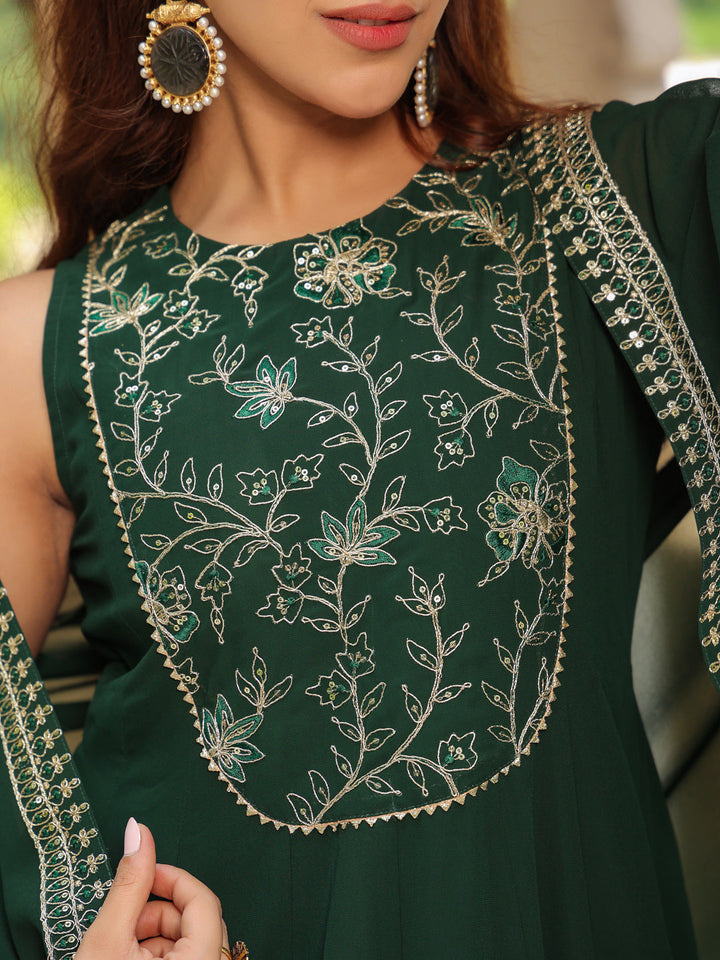 Dark-Green-Georgette-Embroidered-Anarakali-Set