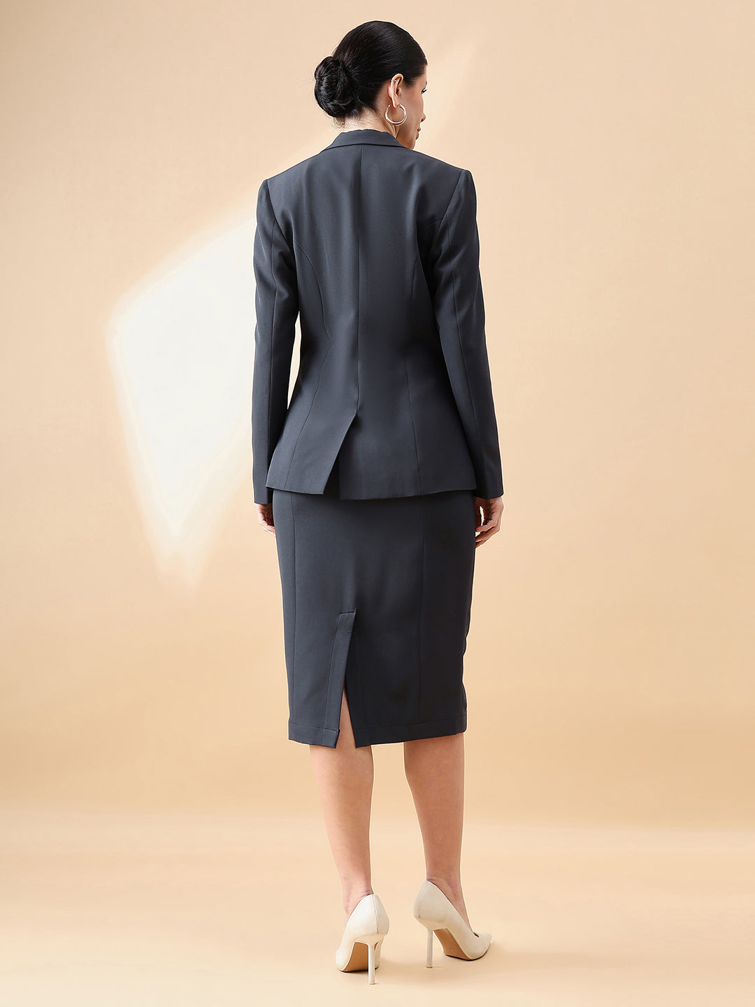 Dark-Grey-Polyester-Business-Formal-Stretch-Skirt-Suit