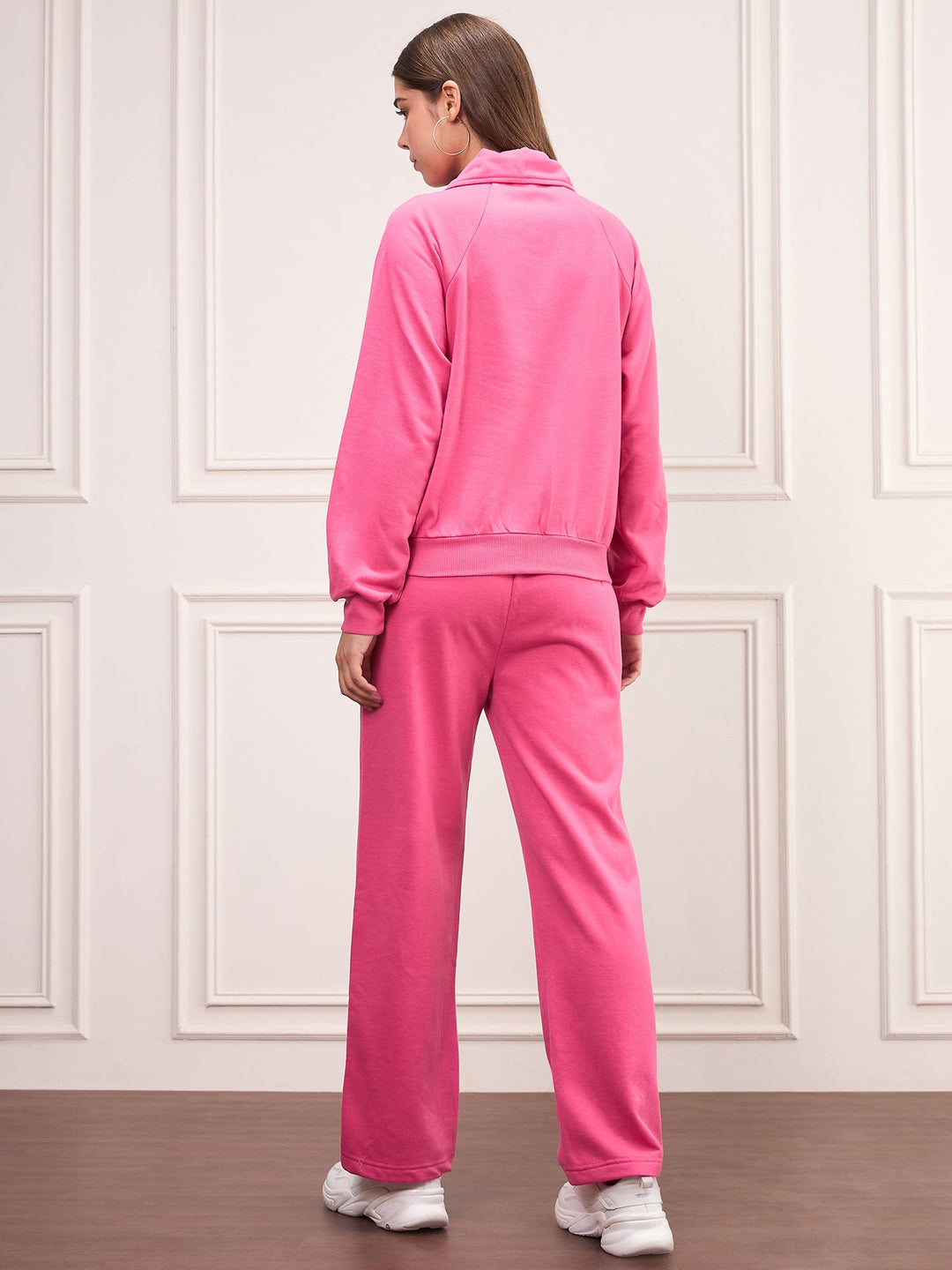 Dark-Pink-Fleece-Solid-Tracksuit-Set