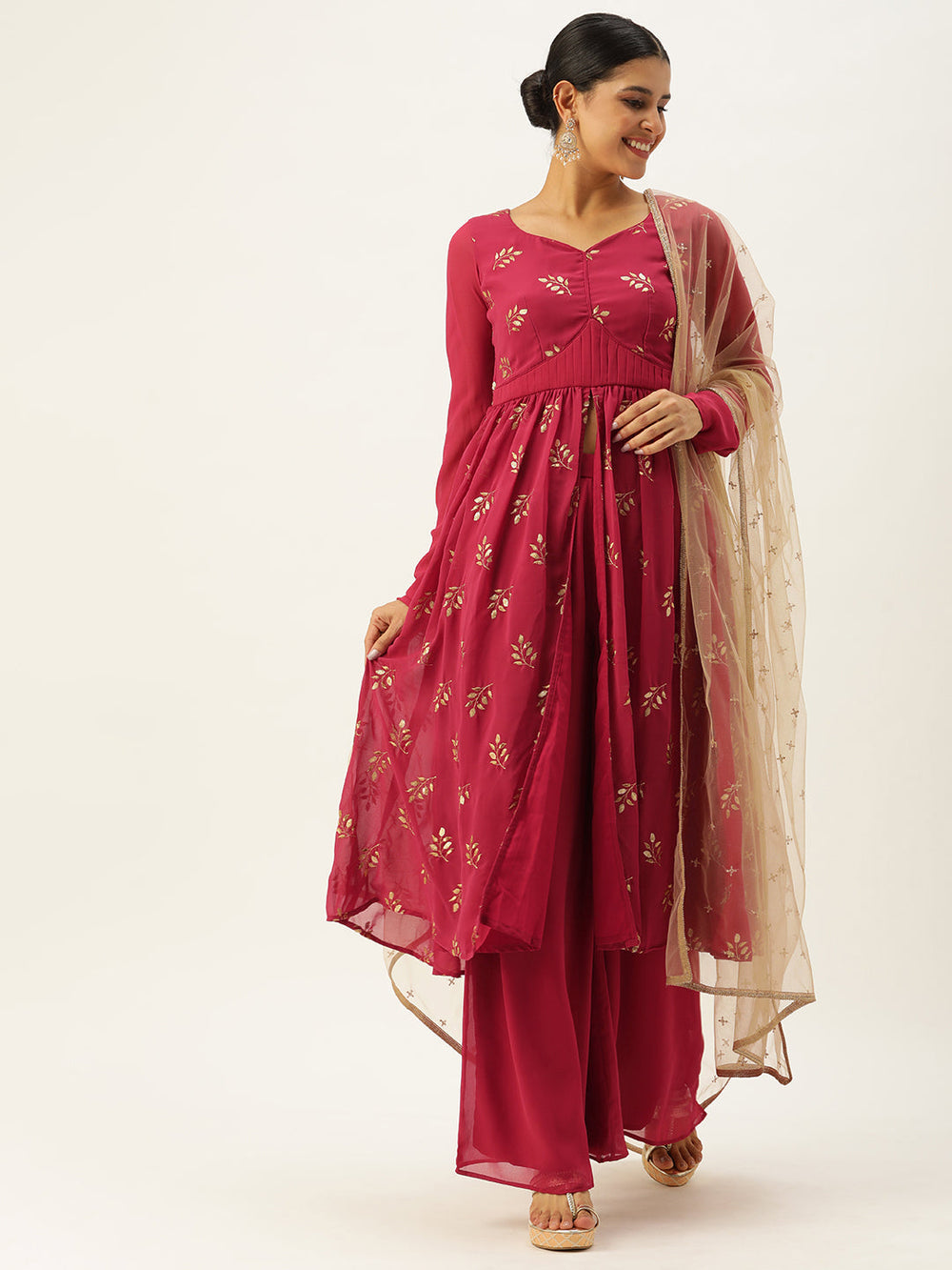 Dark-Red-Georgette-Embroidered-Palazzo-Suit