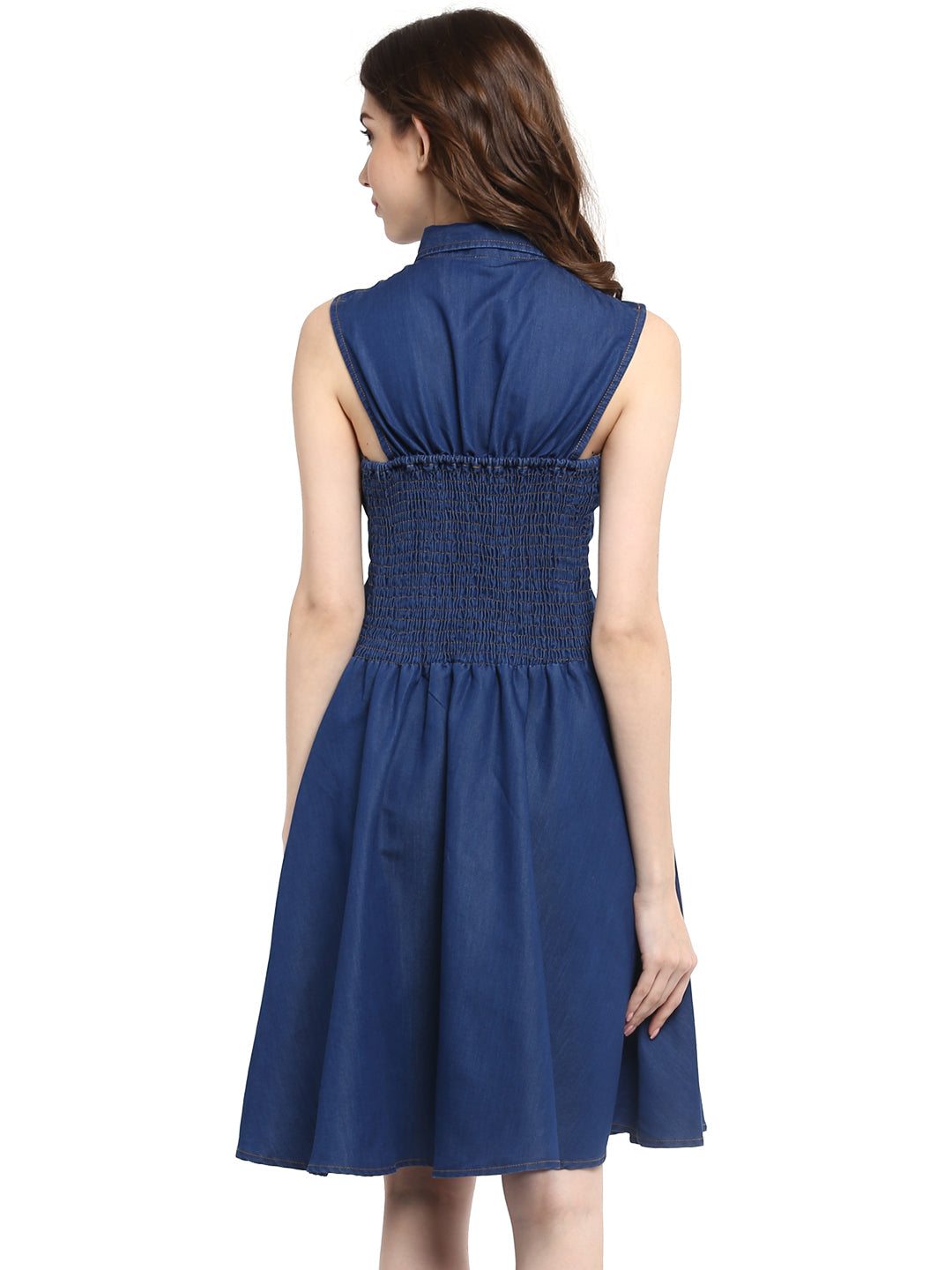 Dark-Blue-Denim-Neck-Cutout-Mini-Dress-