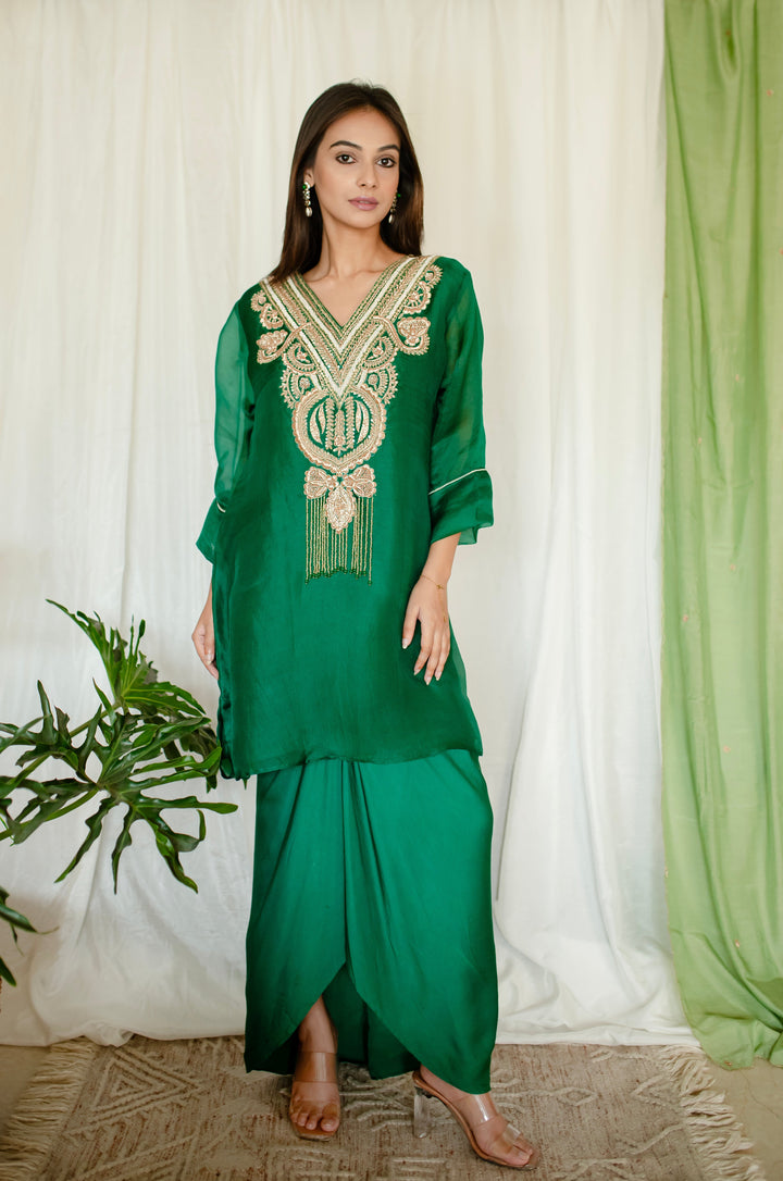 Dark-Green-Silk-Zardozi-Work-2-Piece-Skirt-Set