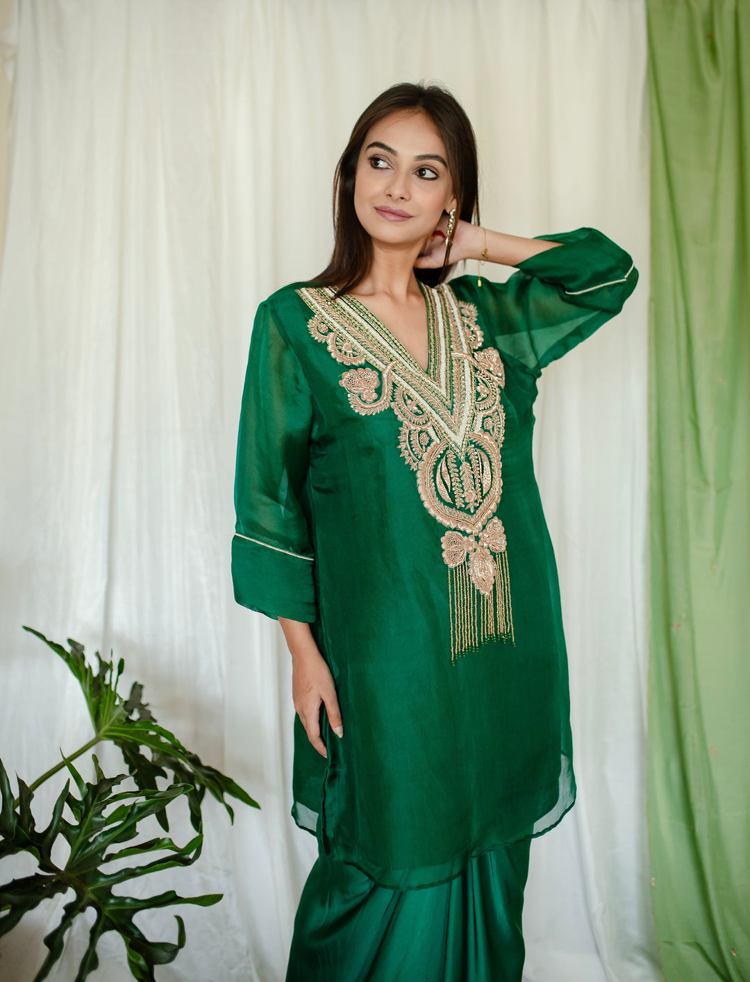 Dark-Green-Silk-Zardozi-Work-2-Piece-Skirt-Set