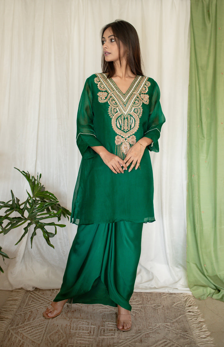 Dark-Green-Silk-Zardozi-Work-2-Piece-Skirt-Set