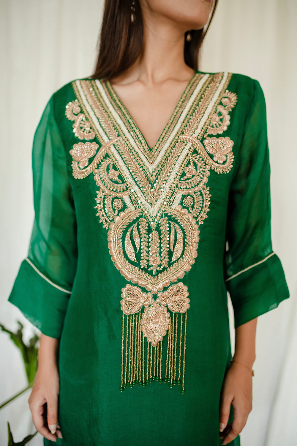Dark-Green-Silk-Zardozi-Work-2-Piece-Skirt-Set