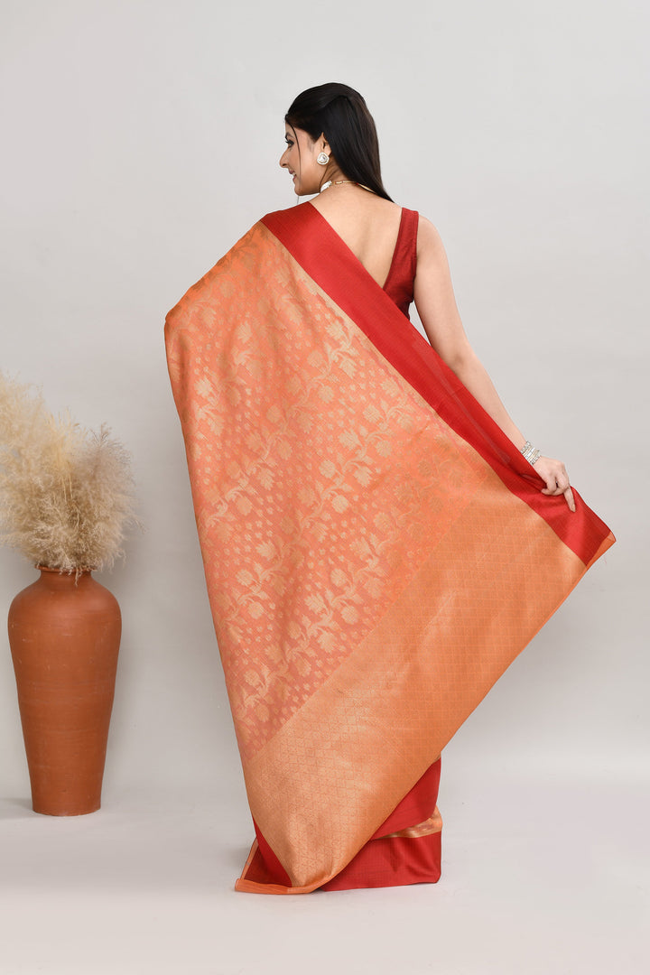 Dark-Peach-Kota-Silk-Banarasi-Zari-Work-Saree