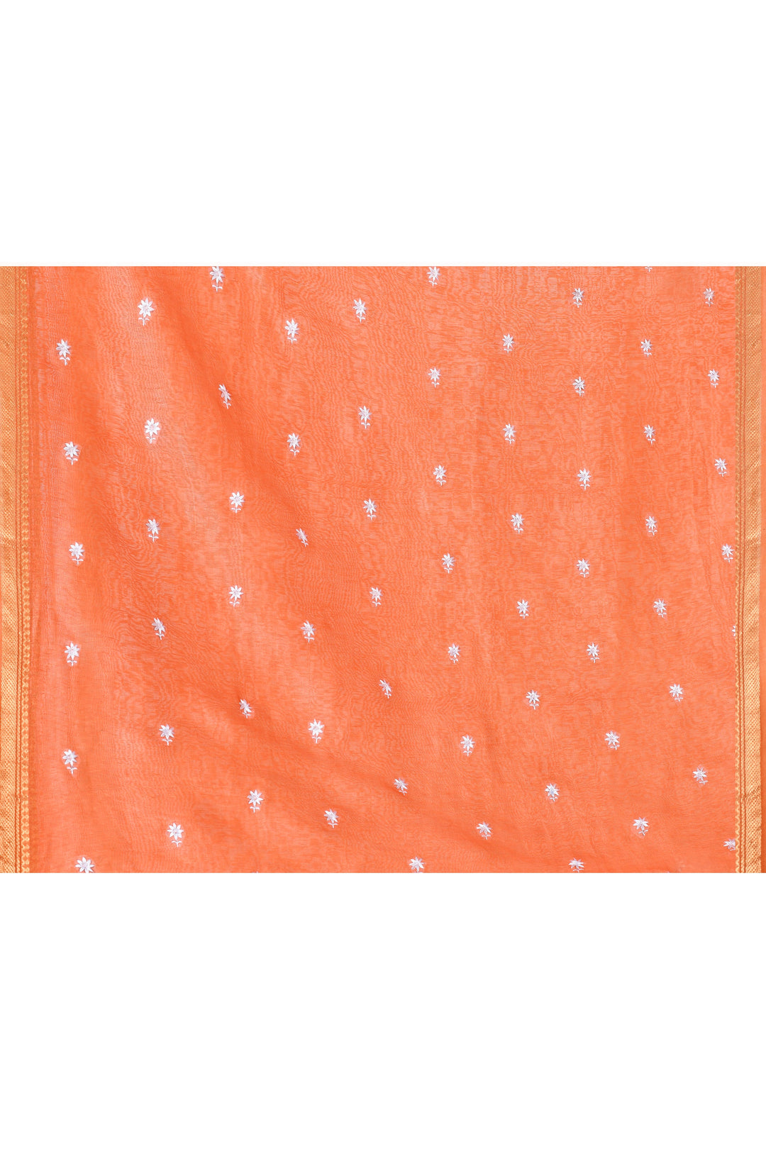 Dark-Peach-Tussar-Linen-Handloom-Saree-With-Embroidered-Blouse
