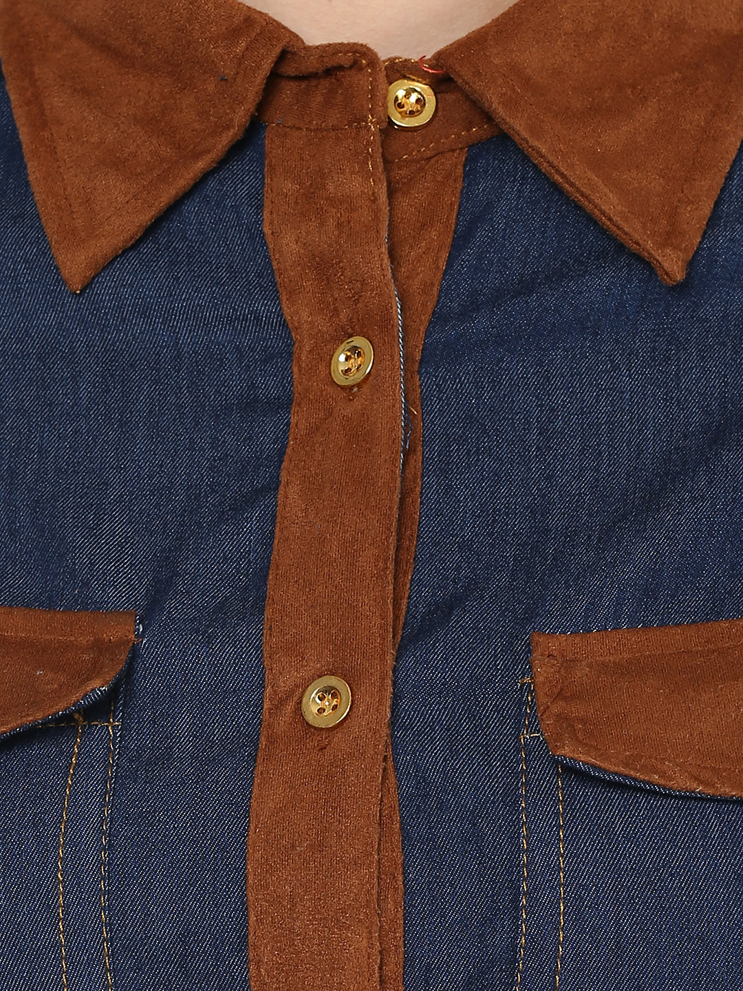 Denim-Cotton-Suede-Trims-Shirt-