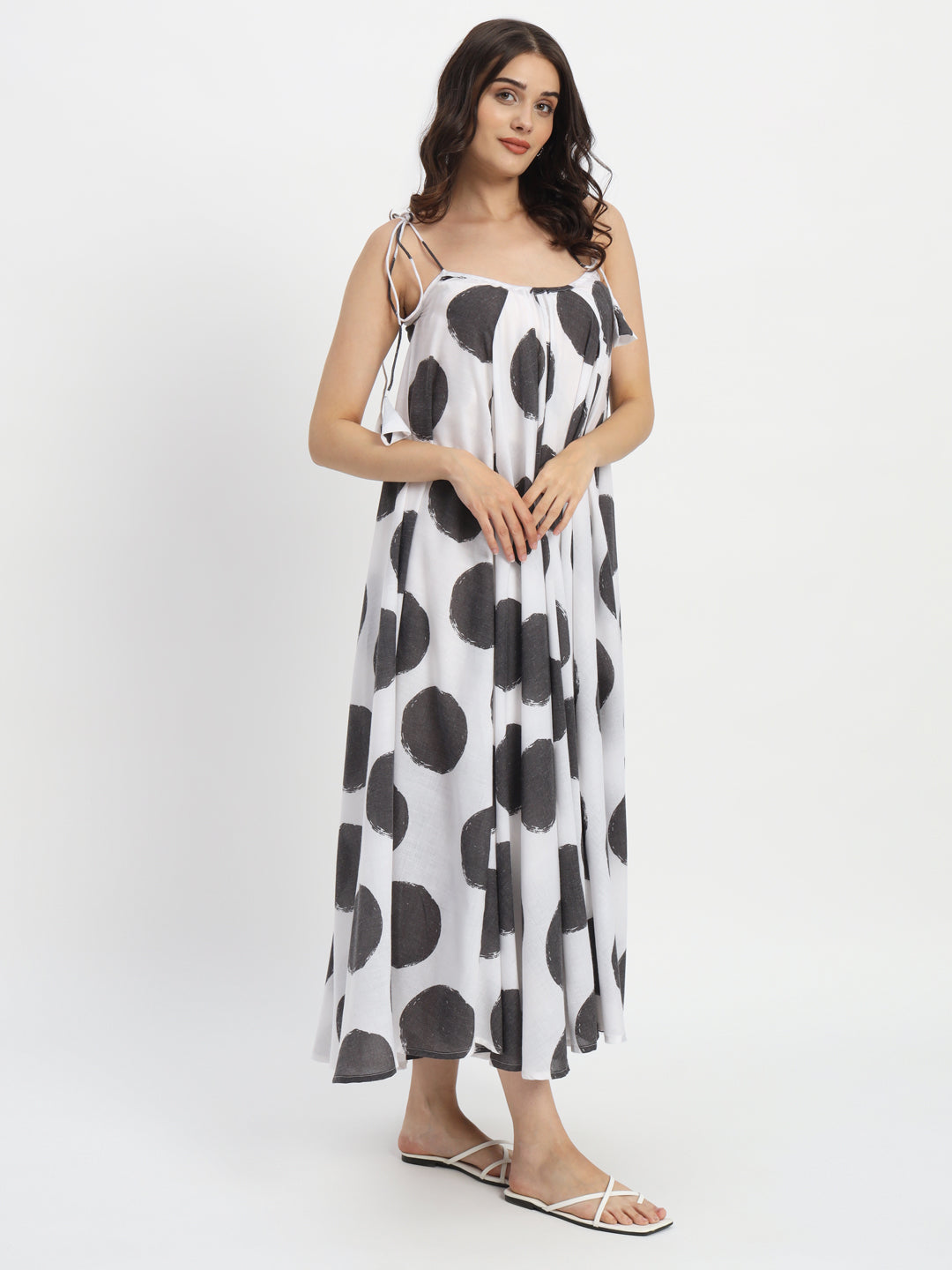 Dots-&-Dashes-Black-&-White-Cotton-Blend-Tent-Dress