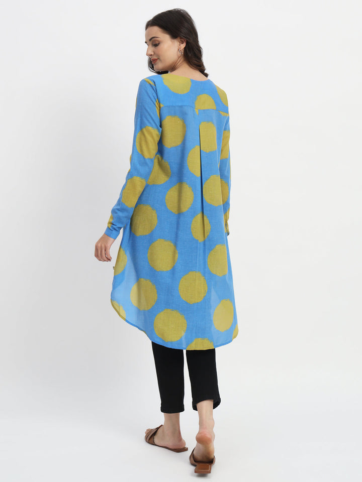 Dots-&-Dashes-Green-&-Blue-Cotton-Blend-High-Low-Tunic