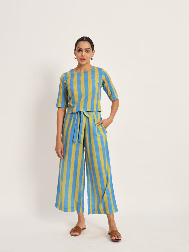 Dots-&-Dashes-Green-&-Blue-Cotton-Blend-Co-Ord-Set