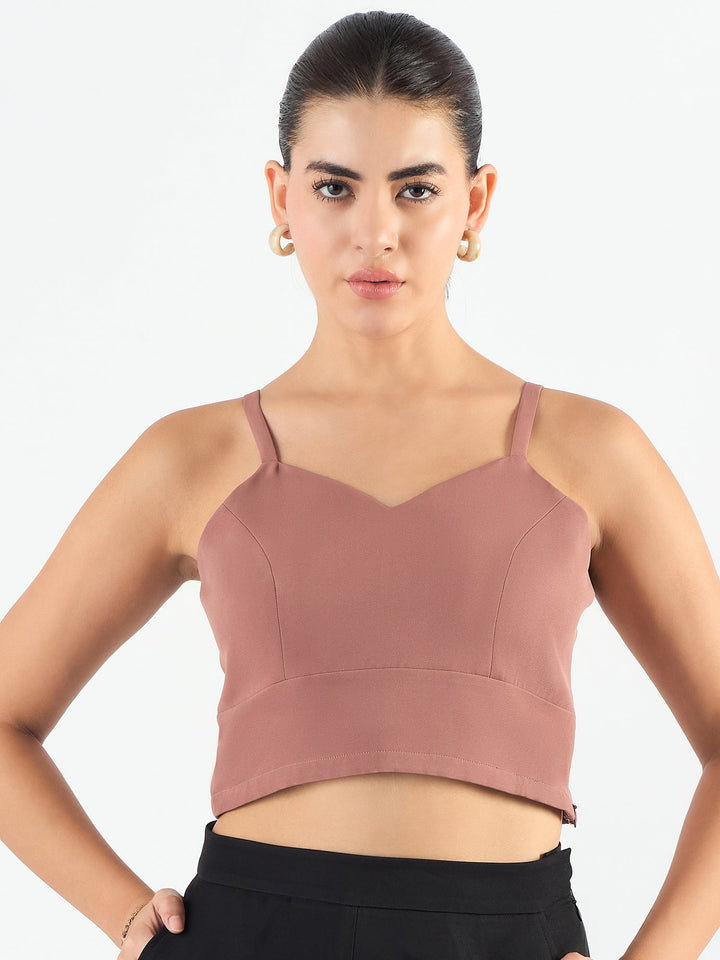 Dusty-Peach-Polyester-Classic-Cropped-Bustier-Top