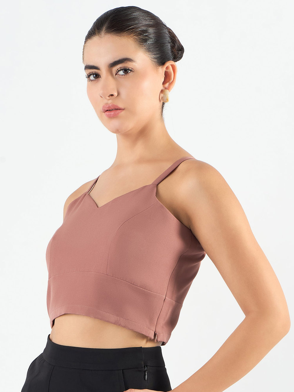 Dusty-Peach-Polyester-Classic-Cropped-Bustier-Top