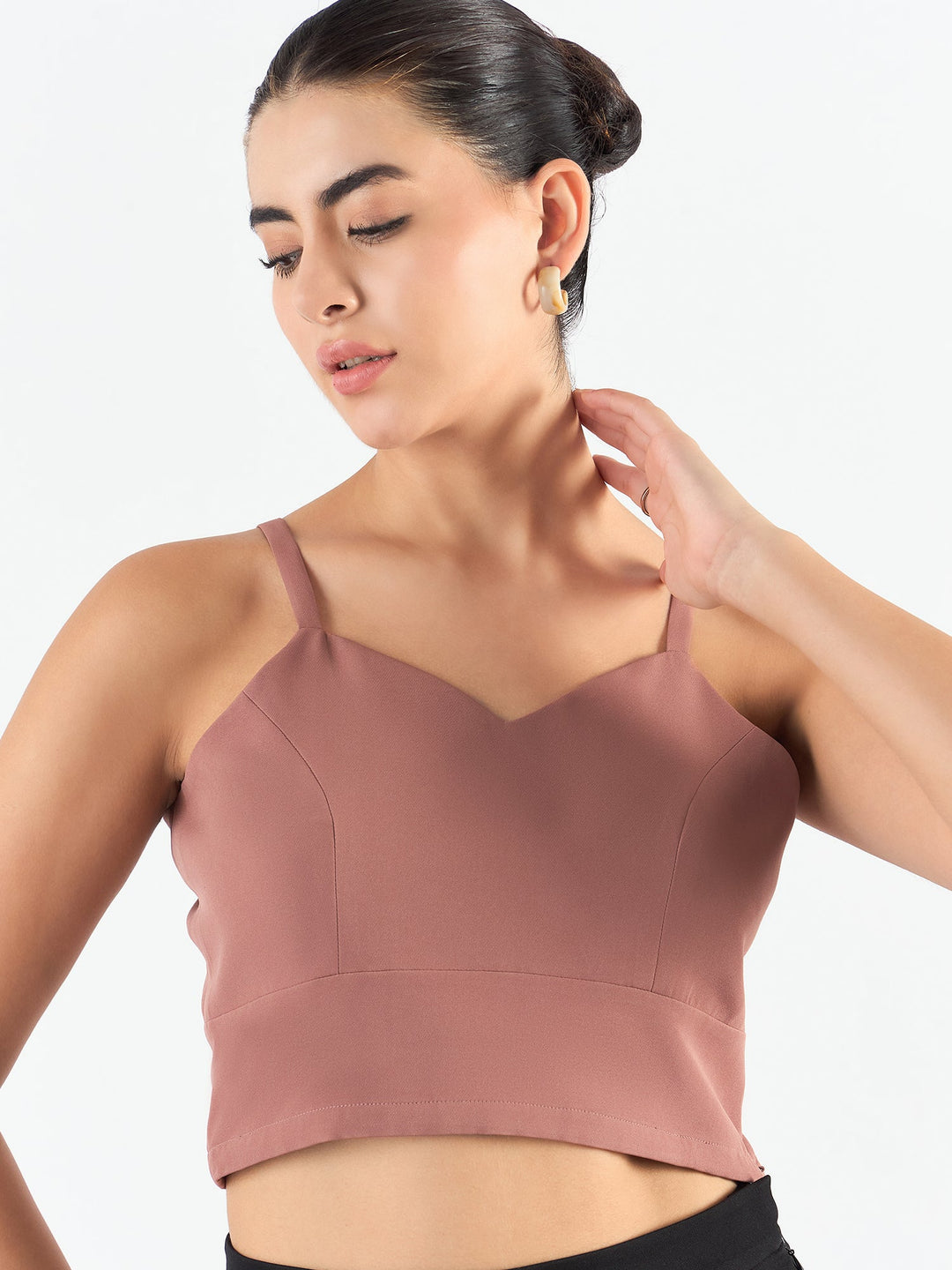 Dusty-Peach-Polyester-Classic-Cropped-Bustier-Top