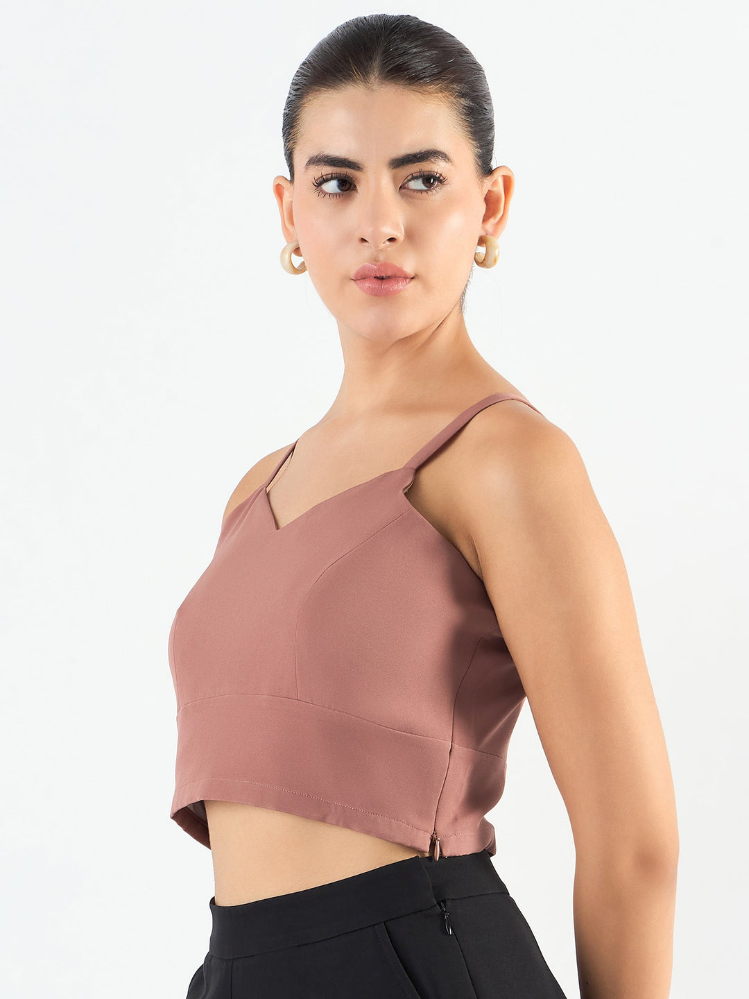 Dusty-Peach-Polyester-Classic-Cropped-Bustier-Top