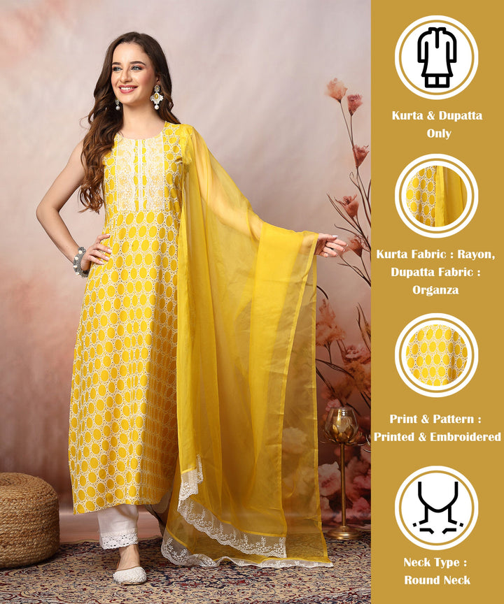 Yellow-Rayon-Printed-A-Line-3-Piece-Kurta-Set
