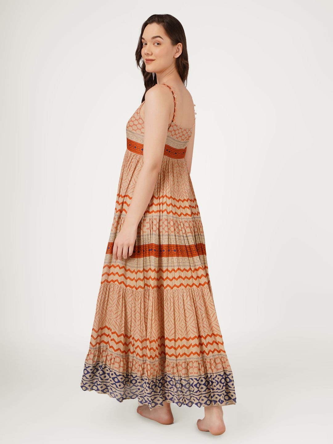 Earthy-Brown-Cotton-Mulmul-Strappy-Dress