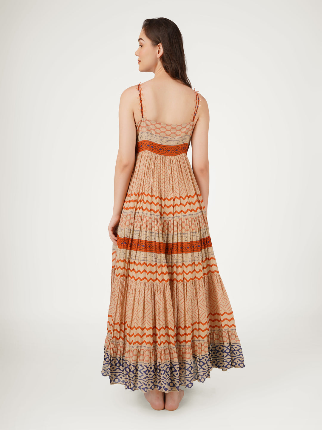 Earthy-Brown-Cotton-Mulmul-Strappy-Dress