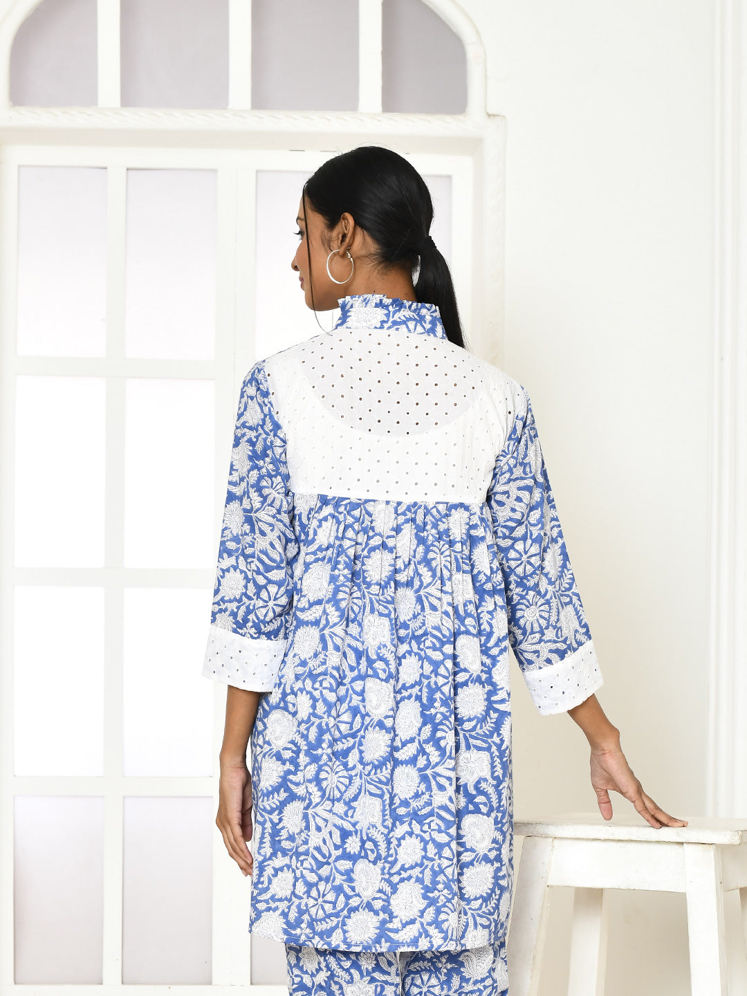 Edelina-Blue-Cotton-Handprinted-Shirt