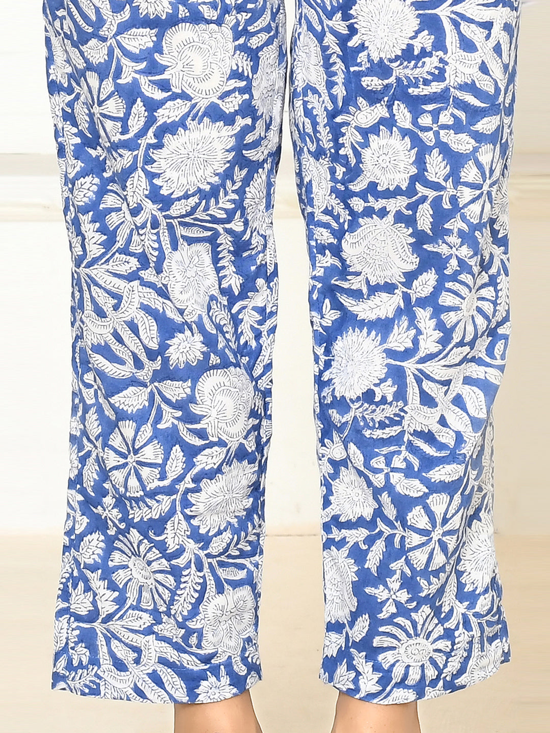 Eiley Blue Pure Cotton Handprinted  Pant Only