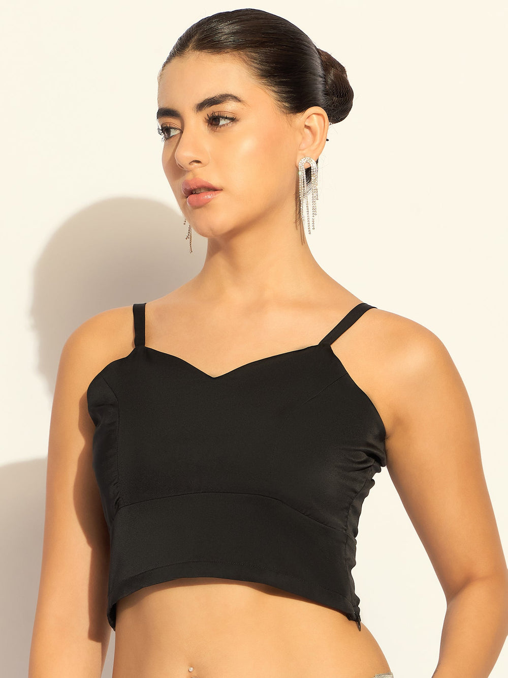 Elegant-Black-Satin-Polyester-Bustier-Top