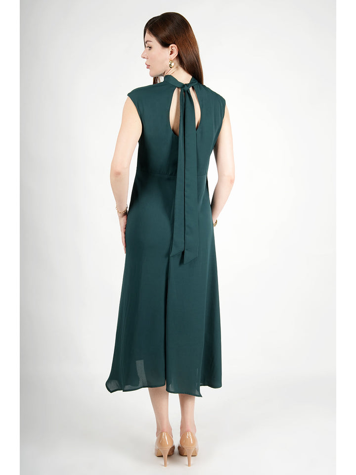 Emerald-Green-Polyester-Vibrance-Open-Back-Midi-Dress