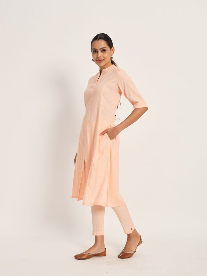 Etcetra-Peach-Cotton-Linen-Lurex-Straight-Co-Ord-Set