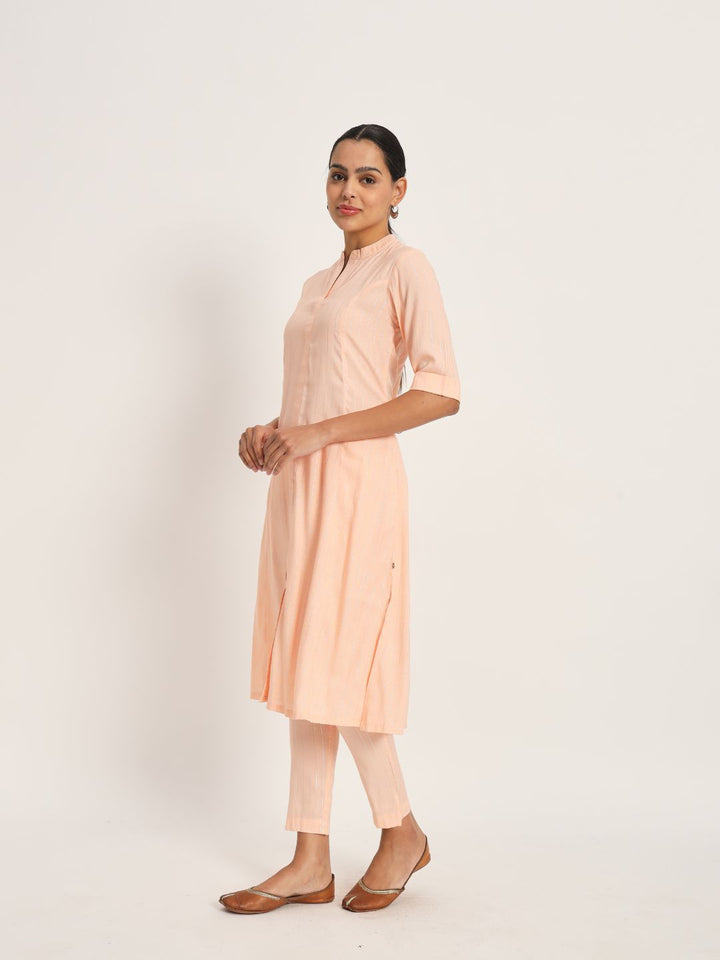 Etcetra-Peach-Cotton-Linen-Lurex-Straight-Co-Ord-Set