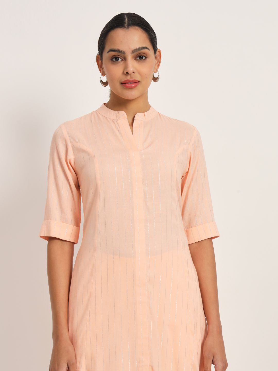 Etcetra-Peach-Cotton-Linen-Lurex-Straight-Co-Ord-Set