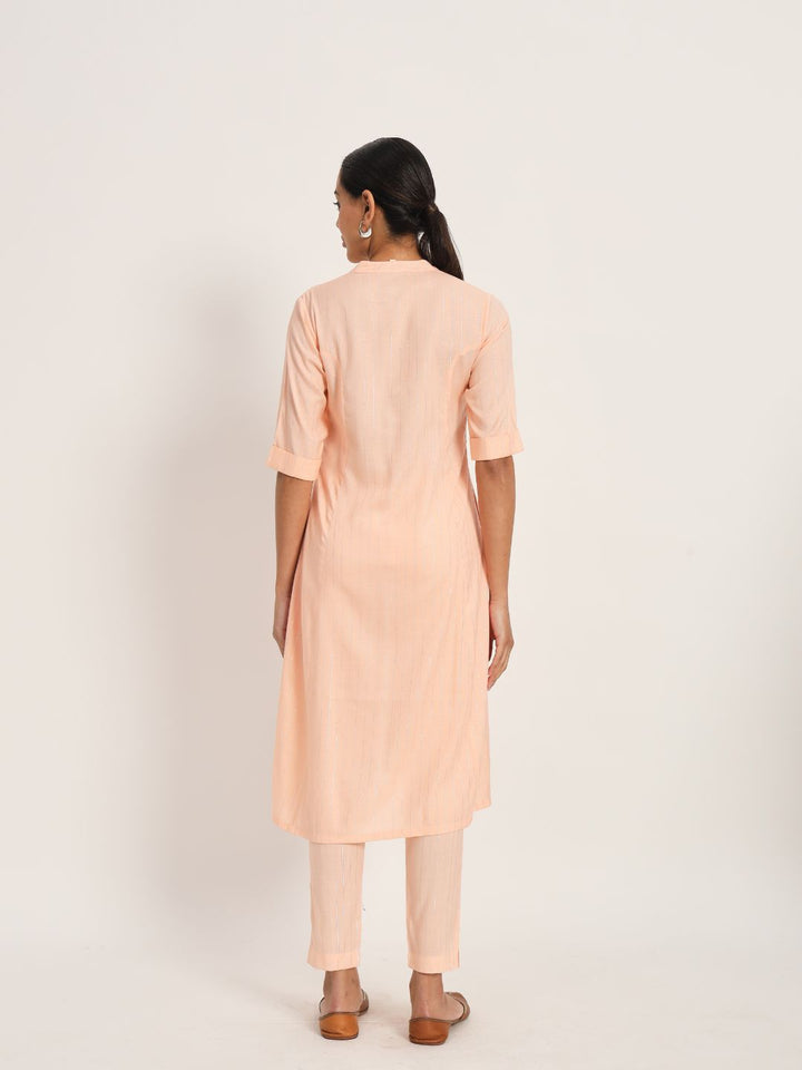 Etcetra-Peach-Cotton-Linen-Lurex-Straight-Co-Ord-Set