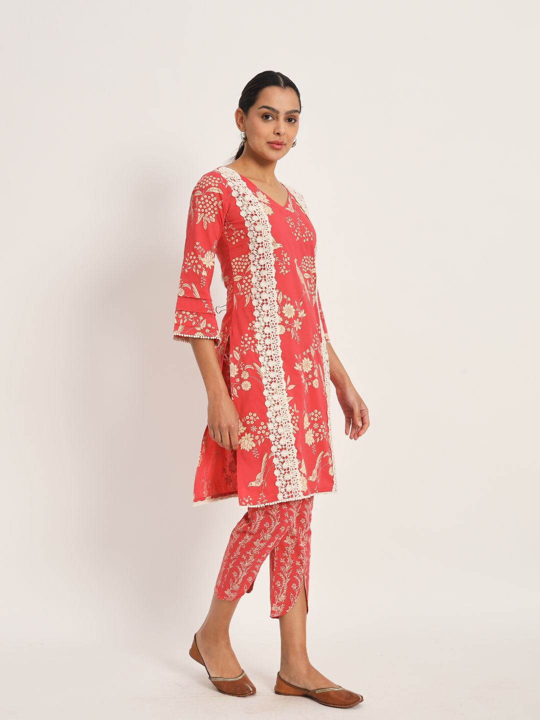 Etcetra-Red-Cotton-Straight-2-Piece-Kurta-Set