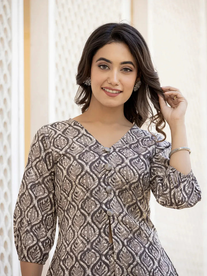 Grey-Cotton-Ethnic-Motifs-Print-A-Line-Co-Ord-Set