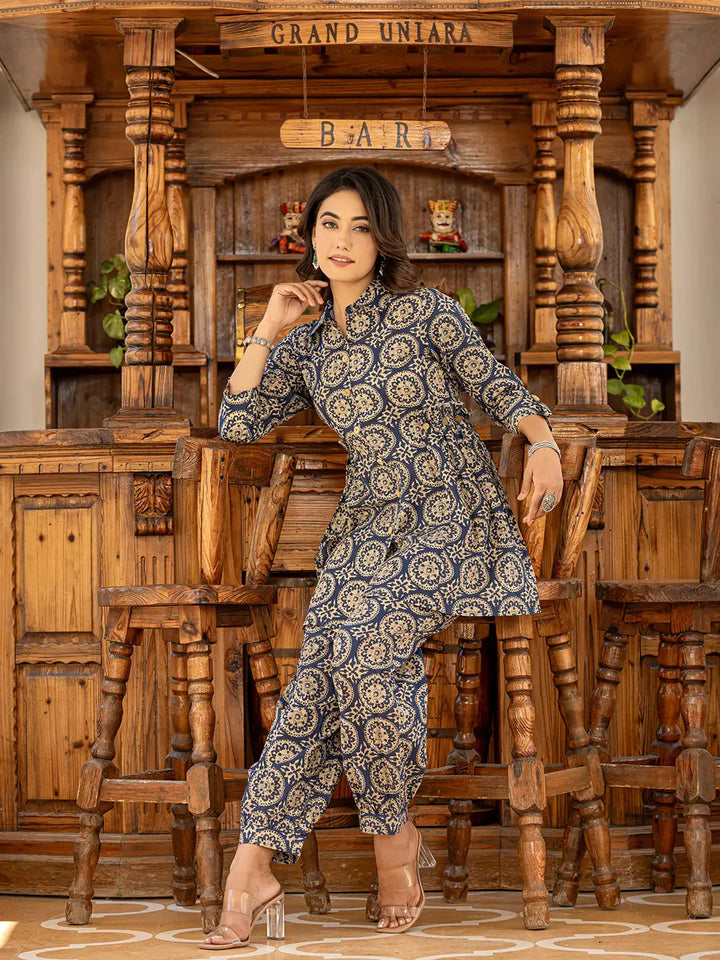 Navy-Blue-Cotton-Ethnic-Motifs-Print-Co-Ord-Set