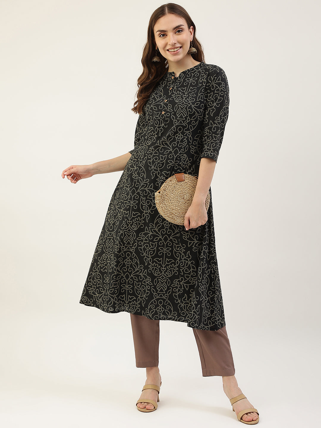 Blue-Cotton-Floral-Printed-Kaftan