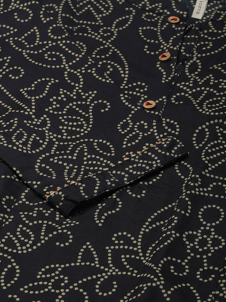 Blue-Cotton-Floral-Printed-Kaftan