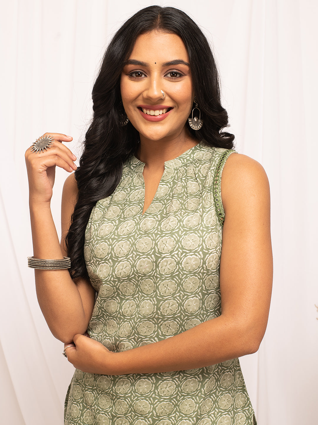 Light-Green-Cotton-Floral-Printed-Straight-Kurta
