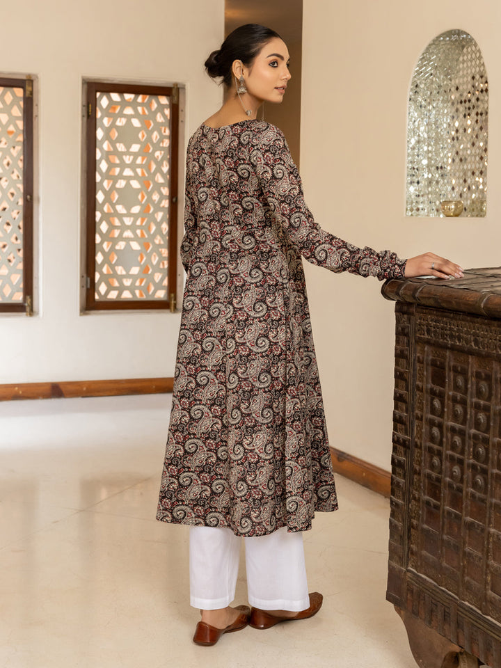 Brown-Cotton-Paisley-Printed-Anarkali-Kurta