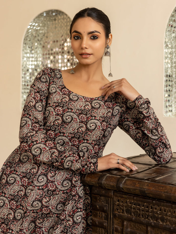 Brown-Cotton-Paisley-Printed-Anarkali-Kurta