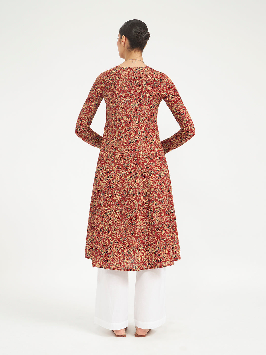 Maroon Paisley Printed Pure Cotton Anarkali Kurta
