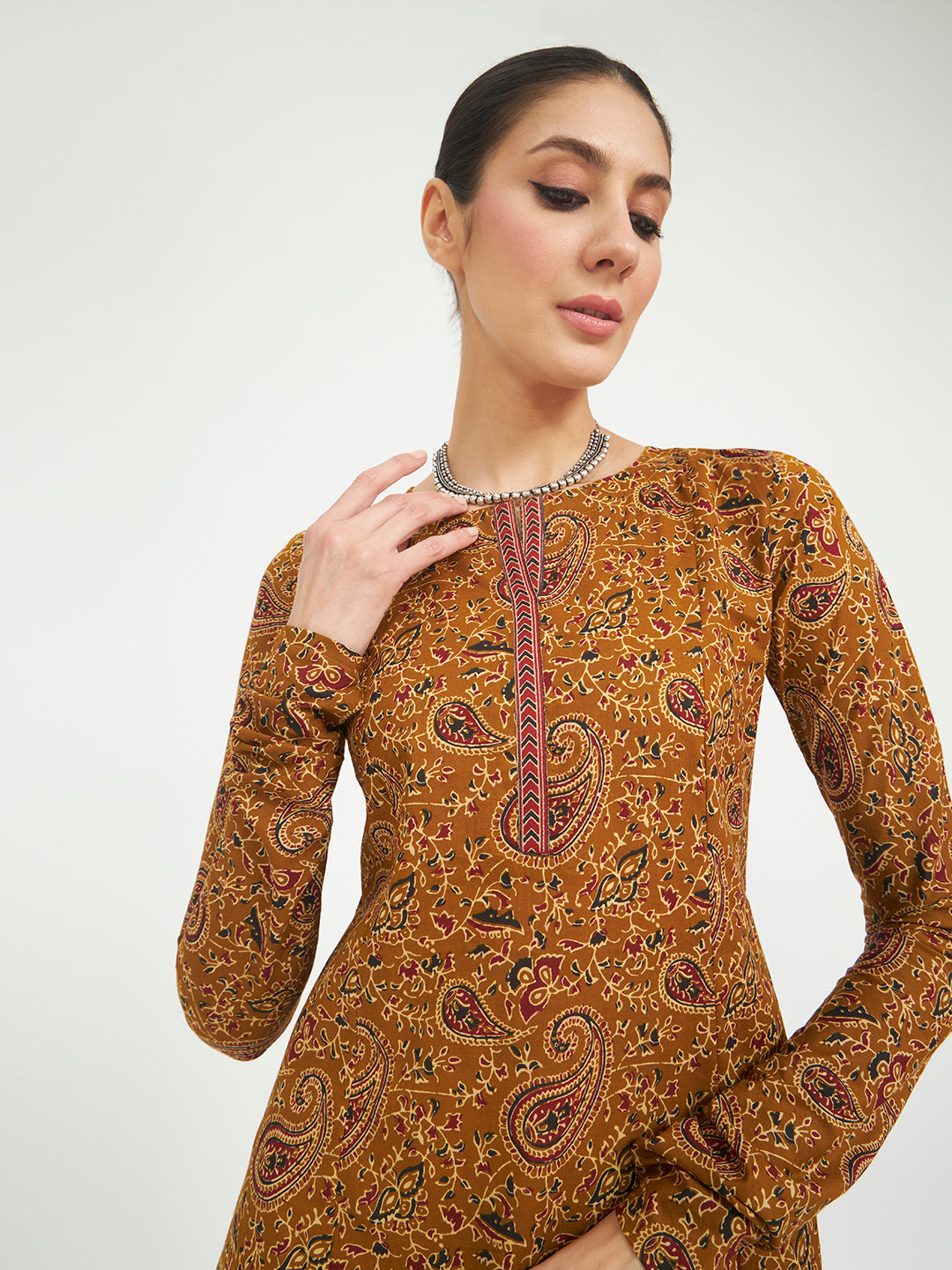 Maroon Paisley Printed Pure Cotton Anarkali Kurta