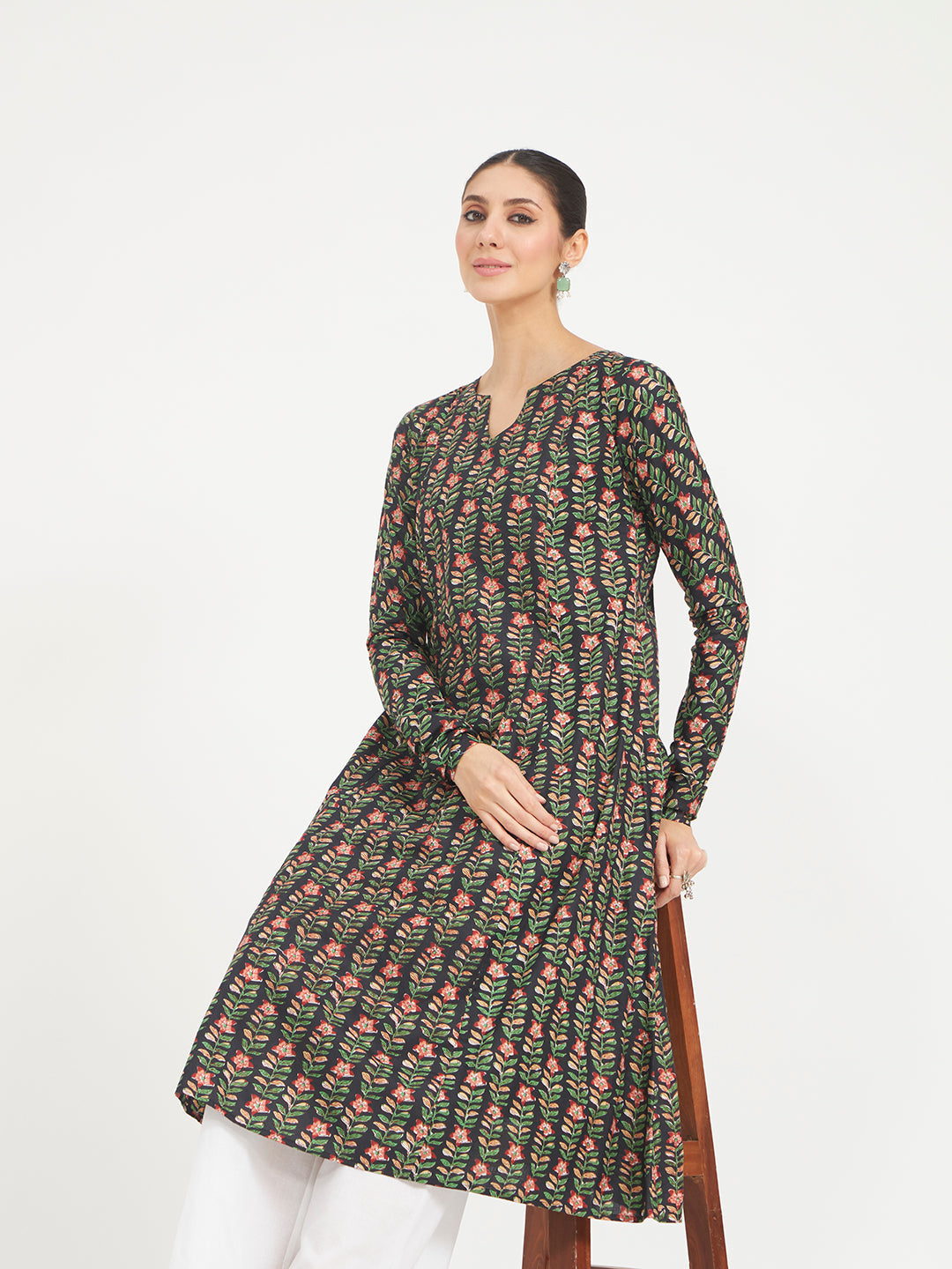 Mustard Paisley Printed Pure Cotton Anarkali Kurta